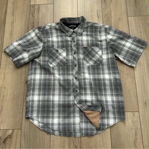 Orvis‎ Gray Plaid Short Sleeve Button Up Classic Collection Sz XL